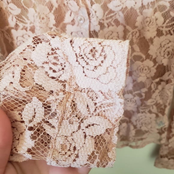 Forever 21 Lace Blouse Large Pink - Picture 4 of 7